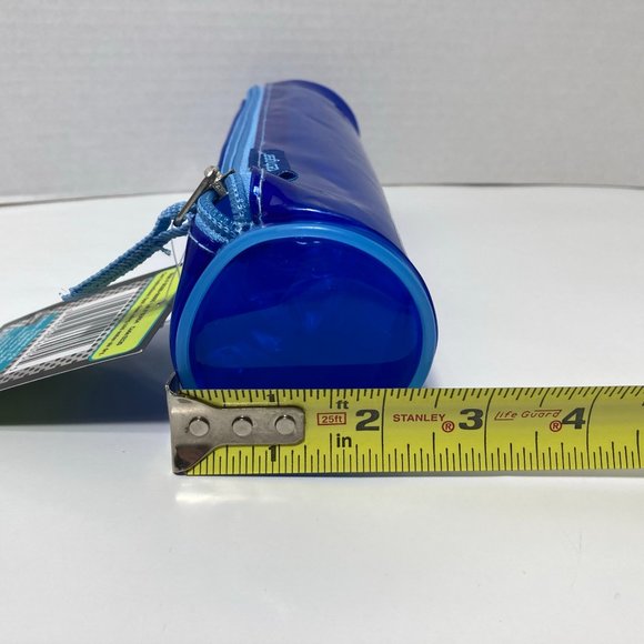 5 Blue Makeup Bag Pencil Zipper Organizer Tube - Picture 3 of 9